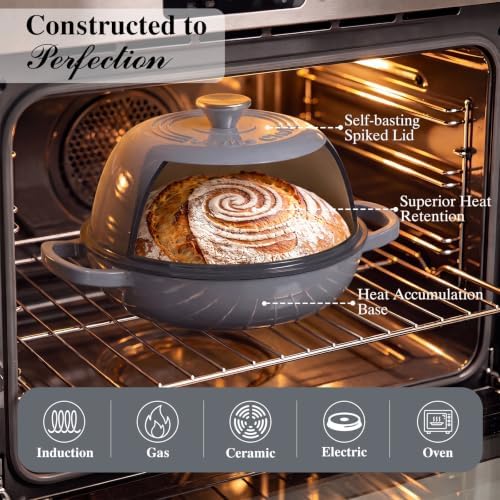 Umite Chef 6QT Enameled Cast Iron Dutch Oven for Bread Baking