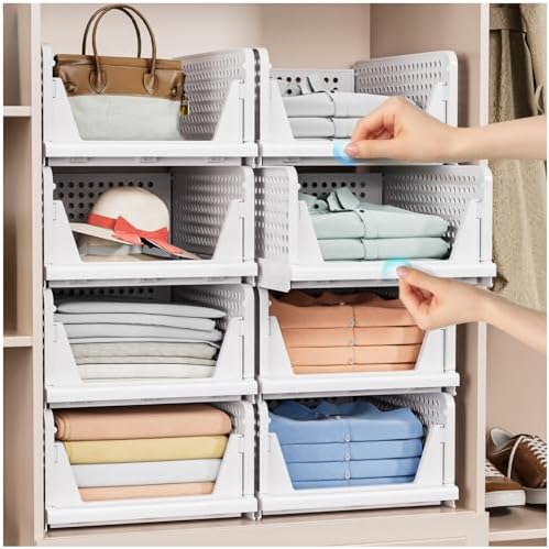caktraie 8 Pack Stackable Closet Storage Basket - Stackable Storage Bins