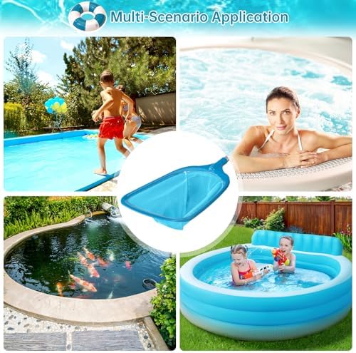 Pool Net, Professional Swimming Pool & Hot Tub Skimmer Net Accessories, Pool Leaf Rake Cleaning Tool with Pole, Fine Nylon Mesh Bag, Easy to Clean Bugs,Leaves,Debris(Blue)
