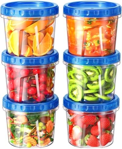 BiuLeon 6 Pack-24 oz Freezer Storage Containers, Plastic Food Storage Containers with Twist Top Lids, BPA Free and Reusable Soup Containers with Lids, Leakproof/Microwave/Dishwasher Safe