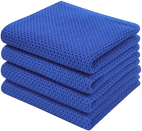 Homaxy 100% Cotton Waffle Weave Kitchen Dish Towels 4-Pack, Blueberry