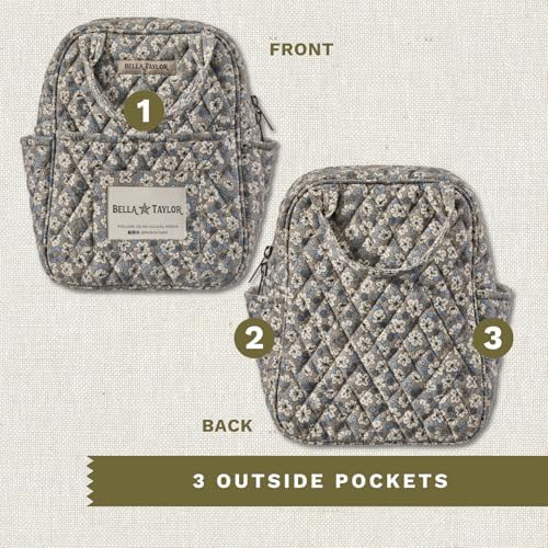 Bella Taylor Lunch Tote, Quilted Lunch Bag, Khaki Floral