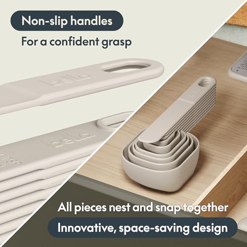 bella 9 Pc Nested Measuring Cup & Spoon Set, BPA & BPS-free nylon, Oatmilk