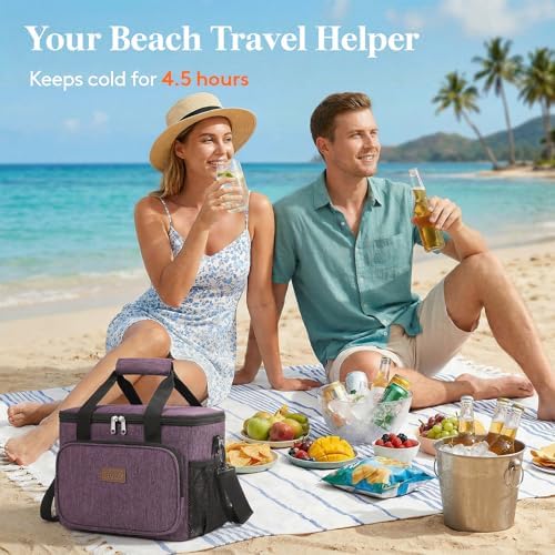 Lifewit Large Lunch Bag, Insulated Lunch Box, Soft Cooler Cooling Tote for Adult Men Women, Purple 24-Can (15L)