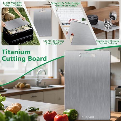 Titanium Cutting Board for Kitchen,100% Pure Titanium Cutting Board Non-Toxic Hygiene Dishwasher-Safe Food Grade Double Sided Metal Titanware Chopping Board for Meat,Fruit & Vegetables (12"L x 9"W)