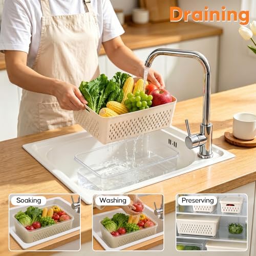 4 Pack Fruit Storage Containers for Fridge, Plastic Food Storage Container