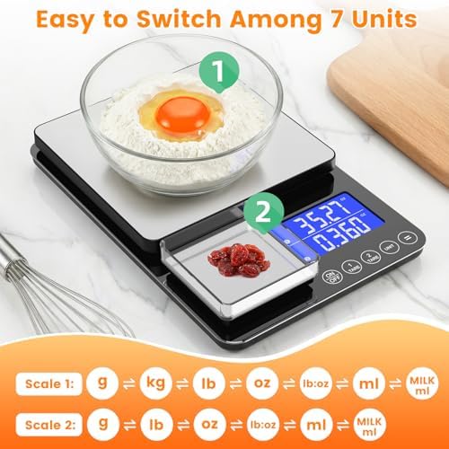 KKZ 0.001oz/33lb Kitchen Scale, Dual Platform Food Scale Grams and Ounces