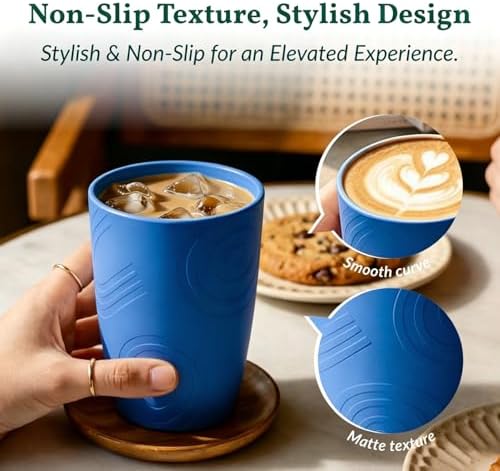 Homienly Wheat Straw Cups 16oz,Unbreakable Cups-6 PCS Freezer and Dishwasher Safe Cups for outdoor gatherings,Picnic,Travel-Blue Sky