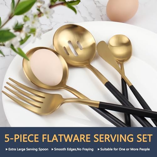Blackgold Serving Utensils Set, 5pc Stainless Steel Serving Spoons