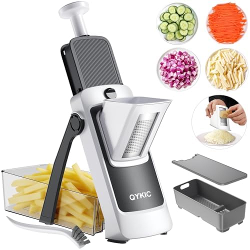 QYKIC Mandoline Slicer for Kitchen, Adjustable 0.1-8mm (S4 Gray)