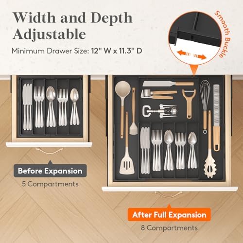 Lifewit Expandable Silverware Drawer Organizer, Utensil Tray for Kitchen