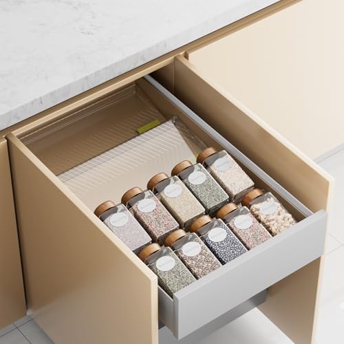PanPanPal Spice Drawer Organizer, 4 Pack Clear Seasoning Organizer Rack