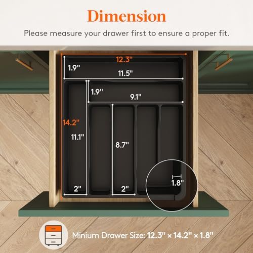 Lifewit Silverware Drawer Organizer Tray, Cutlery Storage for Kitchen