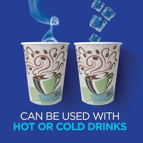 Dixie PerfecTouch 8 oz Paper Coffee Cups By GP PRO, Coffee Haze Design, 500 Count (25 Disposable Cups Per Sleeve, 20 Sleeves Per Case) 5338DX