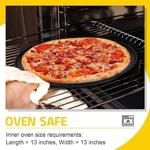 P&P CHEF Pizza Pan Set of 2, 12 Inch Stainless Steel Pizza Tray, Black