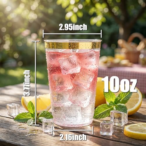 I00000 200 Pack Gold Plastic Cups, 10 OZ Clear Plastic Cups