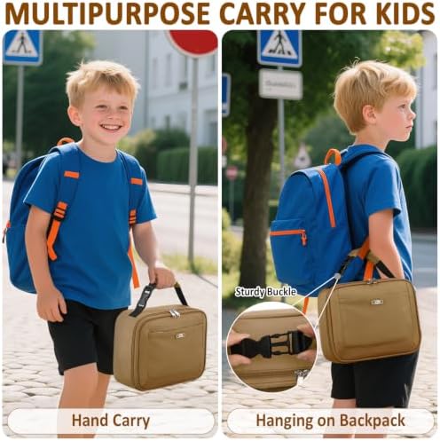 Tenot Lunch Box Kids Insulated Lunch Tote Bag Khaki