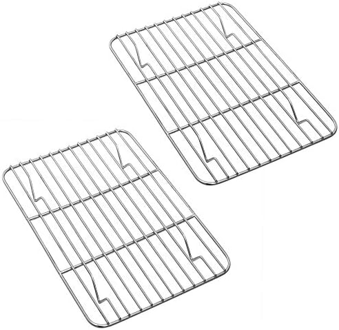 P&P CHEF 8.6" x 6.2" Cooling Baking Wire Racks Pack of 2, Silver