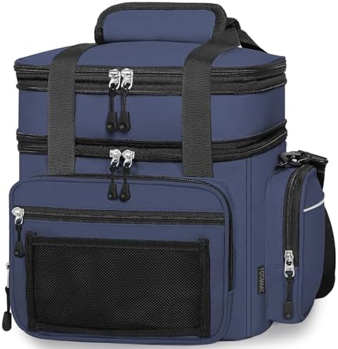 Expandable Lunch Box Men Insulated Double Deck Leakproof Cooler Bag