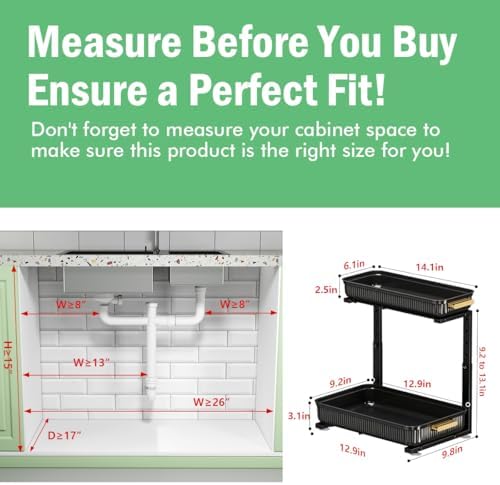 ARSTPEOE Under Sink Organizer - 2 Pack Multi-Purpose Pull-Out Storage Shelf