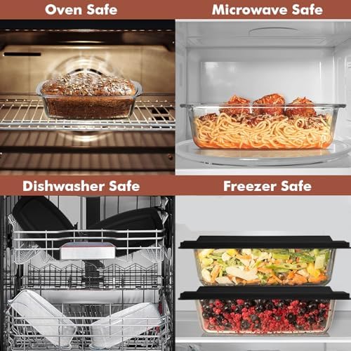 Razab 7.6 Cups / 1800 Ml / 1.9 Qt Large Glass Loaf Pan with Lids for Baking