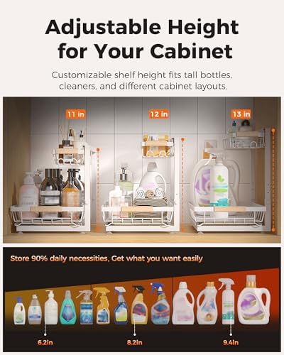 Sevenblue 2-Pack 2-Tier Height Adjustable Under Sink Organizer & Storage