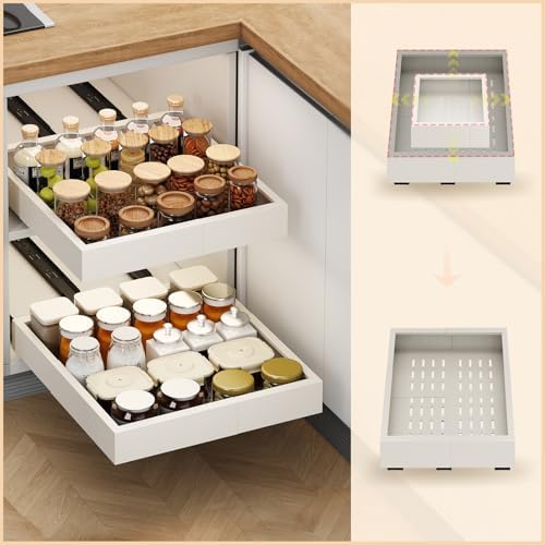 Fokyfok 2Pc Pull out Cabinet Organizer,11"-16"W,13"-17"D,Expandable