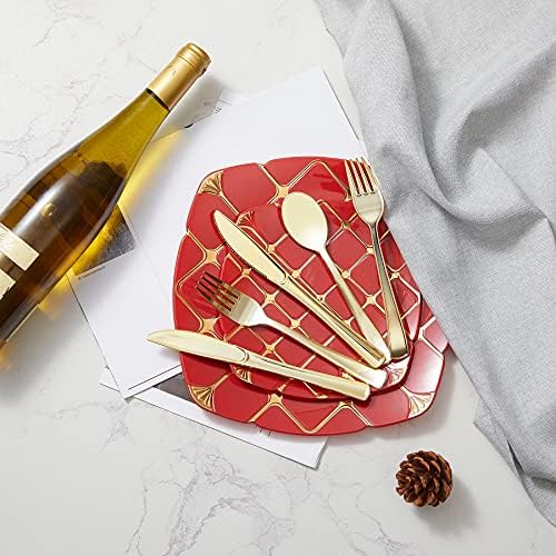 N9R 160PCS Gold Plastic Silverware, Disposable Plastic Cutlery/Utensils
