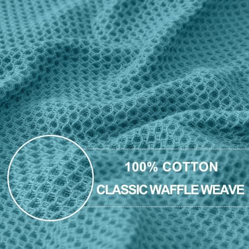 Homaxy 100% Cotton Waffle Weave Kitchen Dish Cloths 24-Pack, Lake Blue