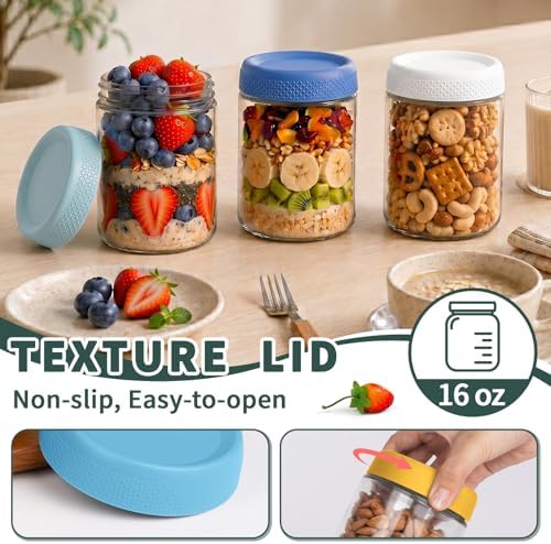 Overnight Oats Containers with Lids, Jars for Overnight Oats, Mason jar