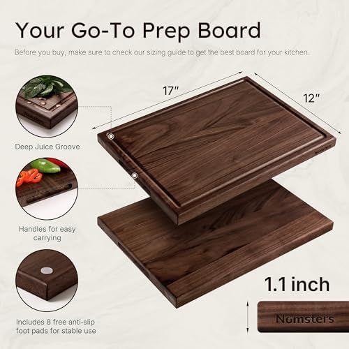 Luxury American Black Walnut Wood Wooden Cutting Boards for Kitchen 17''