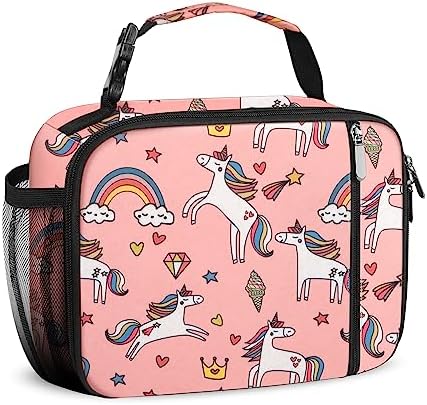 esouler Lunch Box Kids Insulated Lunch Bag for Boys & Girls Durable Children Lunchbox for School with Water Bottle Holder-Pink Unicorn
