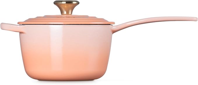 Le Creuset Enameled Cast Iron Signature Round Saucepan with Lid, 1.75qt., Peche