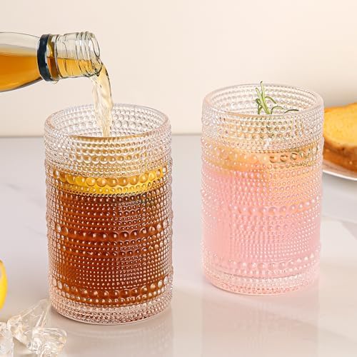 Amyoole Hobnail Drinking Glasses Set of 6,15oz Bar Tumbler Glassware