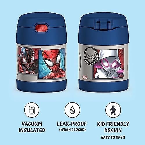 THERMOS FUNTAINER Kids Food Jar with Spoon, Spider-Man, 10 Ounce (Pack of 6)