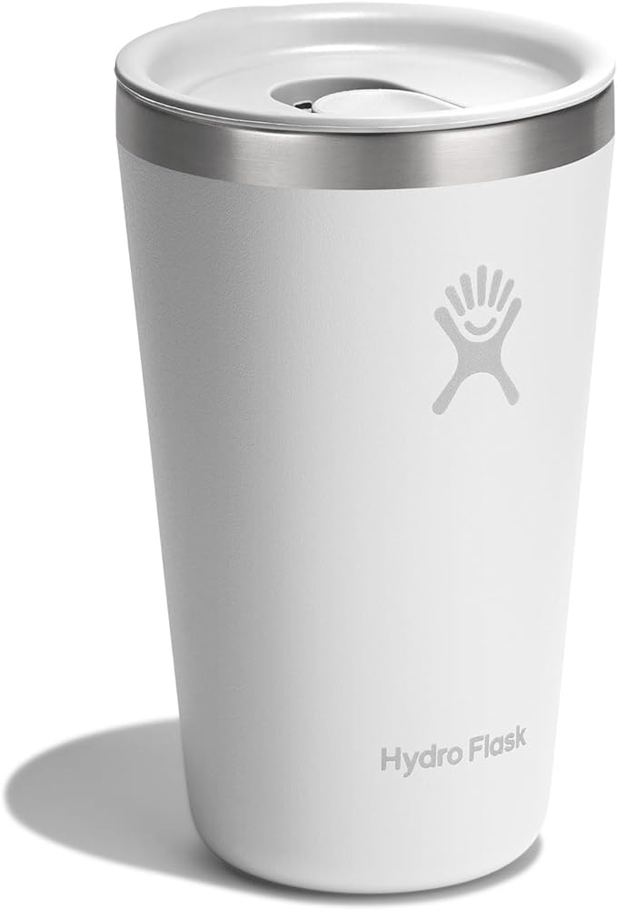Hydro Flask All Around Tumbler Press-In Lid, Insulated Travel Mug, Stainless Steel Coffee Cup 16 Oz Tonal White