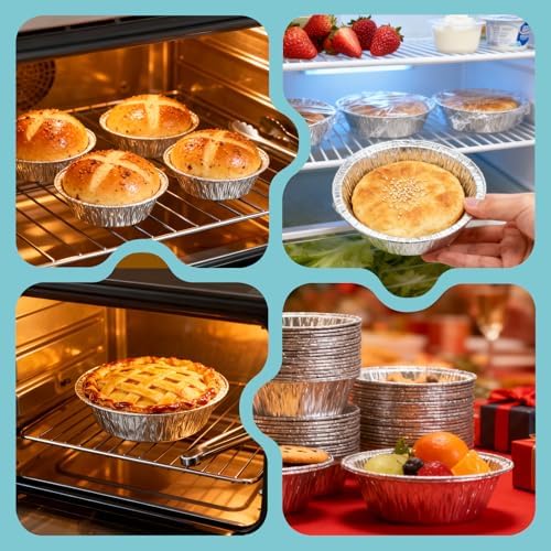 150 Pack 5" Round Tart Pie Foil Pans Disposable Aluminum Foil Tart & Pie Tins for Baking,Cooking,Storage or Reheating
