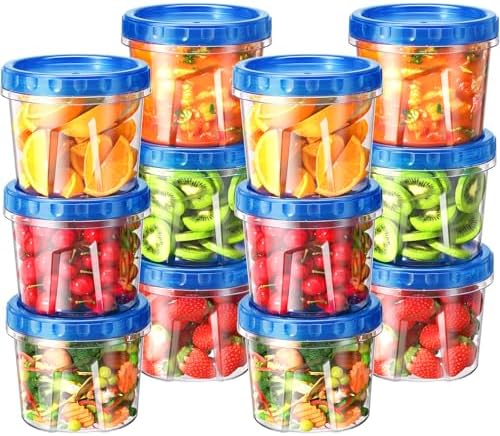 BiuLeon 12 Pack-24 oz Freezer Storage Containers, Airtight Twist Top Lids Food Containers for Soup Leftover Lunch Fruit Salad,BPA Free, Reusable, Stackable