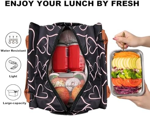Joymee Insulated Lunch Box With Adjustable Strap Lunch Tote Bag -Love Heart