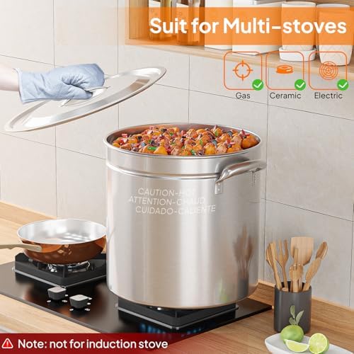 Bonnlo 50QT Turkey Fryer Pot with Steamer Basket, Lid & Lifting Hook, Stainless Steel Seafood Boil-Pot for Lobster, Crab & Shrimp, Heavy-Duty Deep Stockpot for Outdoor Boiling, Cooking & Frying
