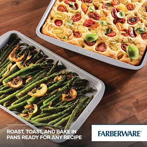 Farberware GoldenBake Nonstick Bakeware Cookie/Baking Sheet Pan Set, 2 Piece, Gray