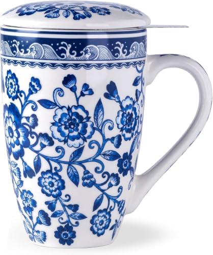 AmorArc Tea Cup With Infuser and Lid, 18oz Loose Leaf Tea Mug With Steeper