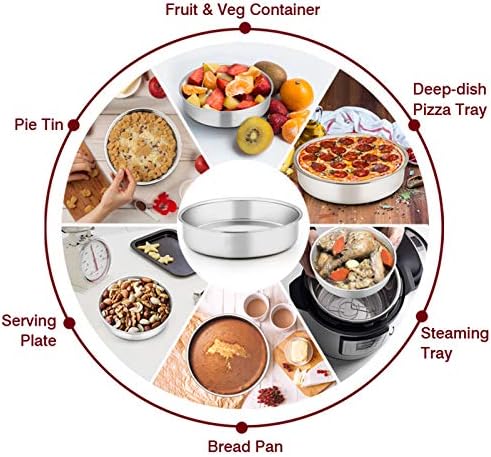 TeamFar 6 Inch Cake Pan, Stainless Steel Round Smash Cake Pan Baking Pans