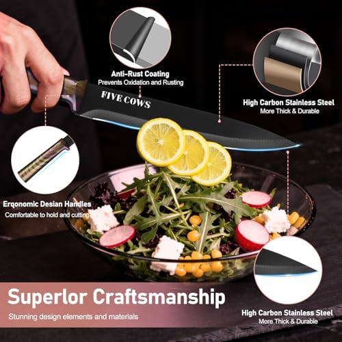 16-Piece Kitchen Knife Block Set with Cutting Board - German Stainless Steel Knives, Built-In Sharpener, Dishwasher Safe, Anti-Slip Handle - All-in-One Cutlery Set for Home/Kitchen (Pink)