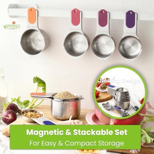 Spring Chef Magnetic Measuring Cups & Spoons Set of 15, Mountain Sunrise