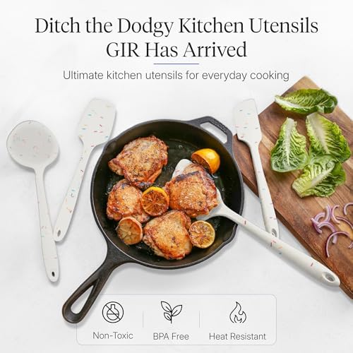 GIR: Get It Right 5 Piece Silicone Kitchen Utensils Set - Ladle, Spatula, Flip, Spoon & Spoonula - Non-Toxic Cooking Utensils for Nonstick Cookware, Cooking and Baking - Sprinkles