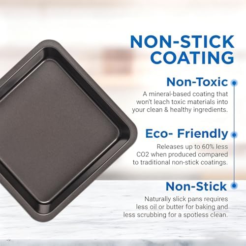 2 PCS Square Nonstick Loaf Pan Set, 8 x 8 Inch