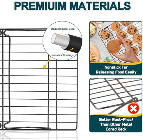 P&P CHEF 5-Tier Stainless Steel Cooling Rack, 15" x 10", Black