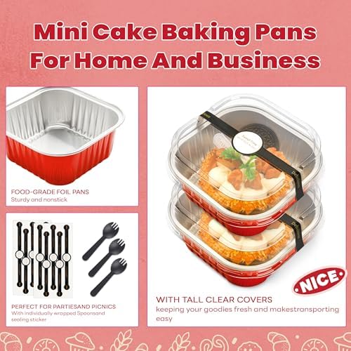 NPLUX Halloween Cake Pans, 5oz 50 Pack Red for Home Bakers