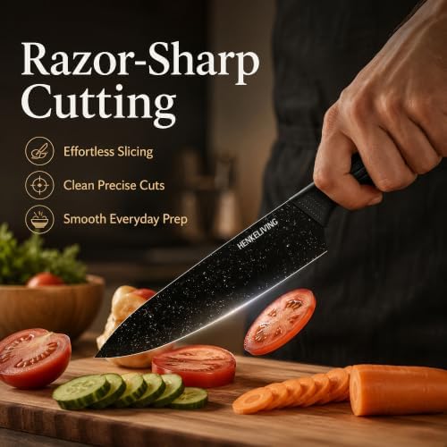 Knife Set with Built-in Sharpener Block, Dishwasher Safe